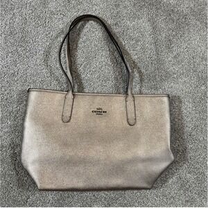 Coach Metallic Taupe Tote Bag